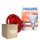 Mehrfachpackung 10x Philips BR125 IR 150W E27 230-250V Rot